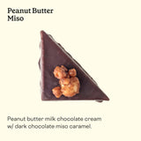A detailed view of handmade chocolate piece "Peanut Butter Miso" handmade in San Francisco.