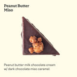 A detailed view of handmade chocolate piece "Peanut Butter Miso" handmade in San Francisco.